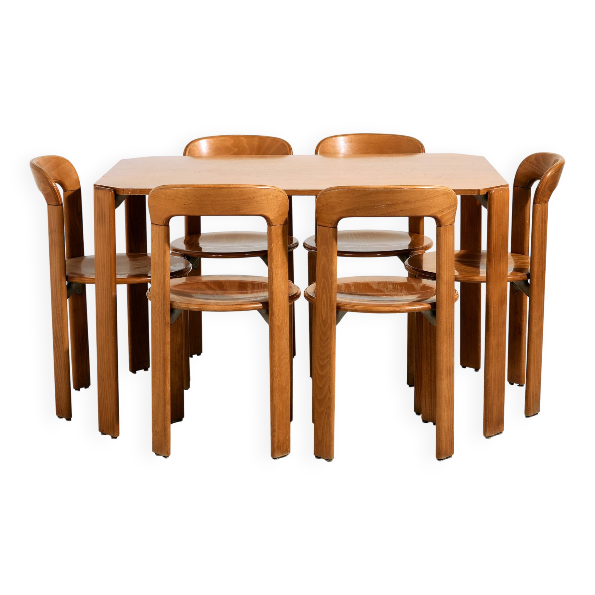 Ensemble en hêtre par Bruno Rey pour Kusch & Co., lot de 7 pièces