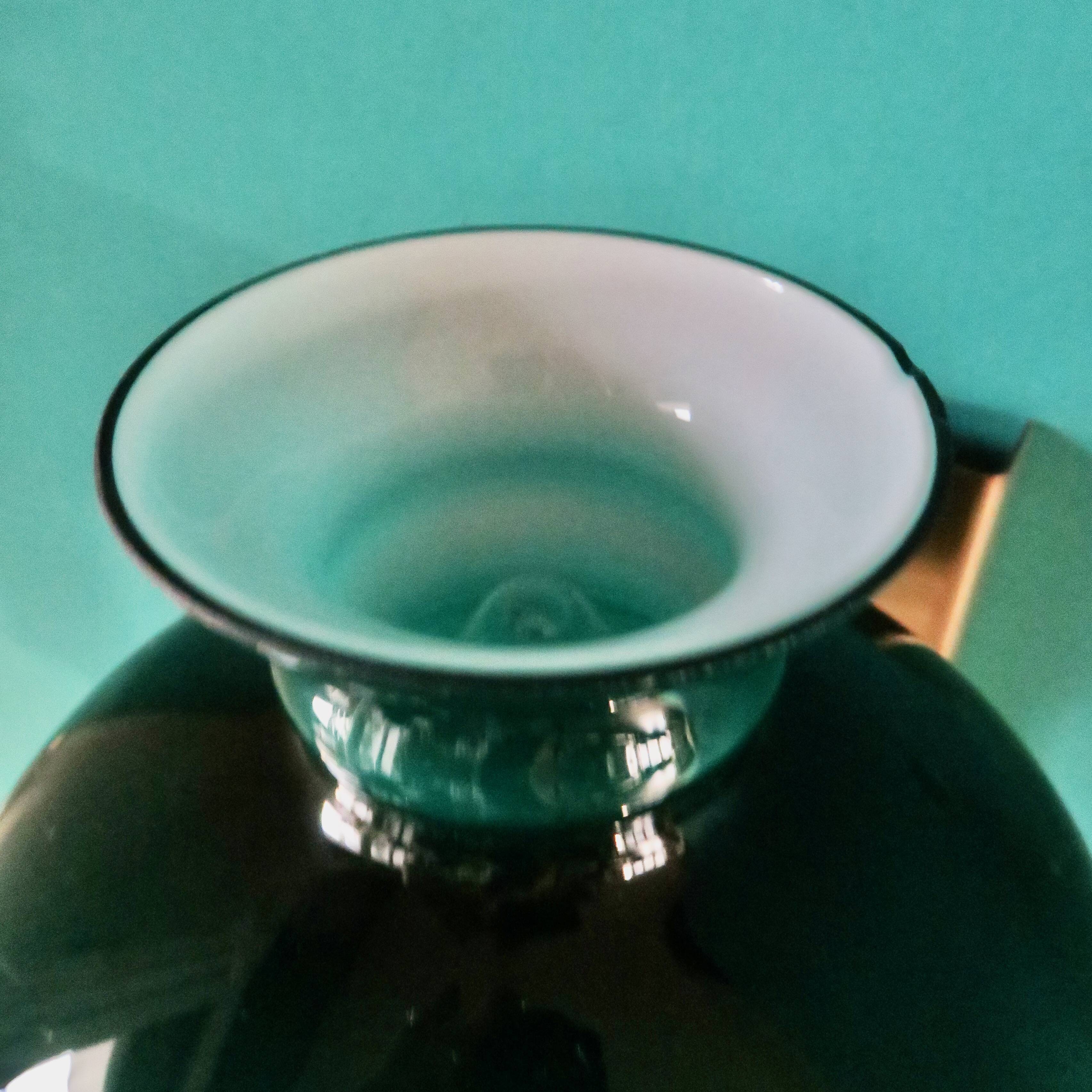 Brushed brass wall light with green glass shade "Vitrika". Denmark 1980
