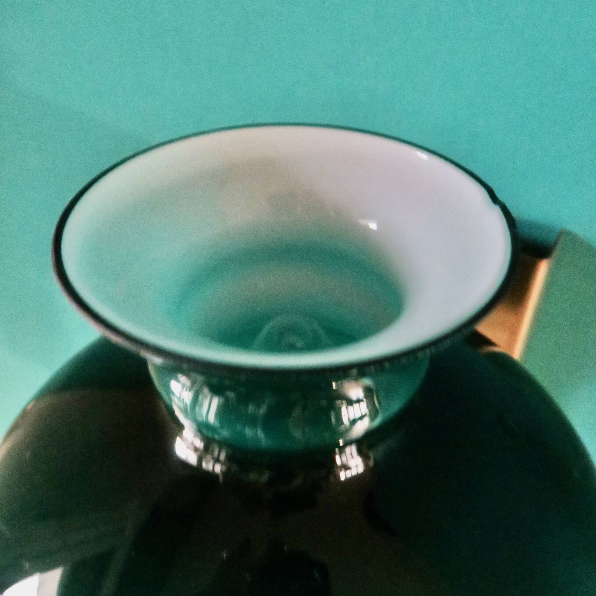 Brushed brass wall light with green glass shade "Vitrika". Denmark 1980