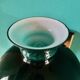 Brushed brass wall light with green glass shade "Vitrika". Denmark 1980