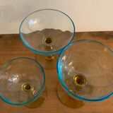 Lot of 6 blown crystalline glasses, walking and colorful Georges Sand