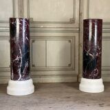 Pair of columns in levanto marble and carrara white circa 1990