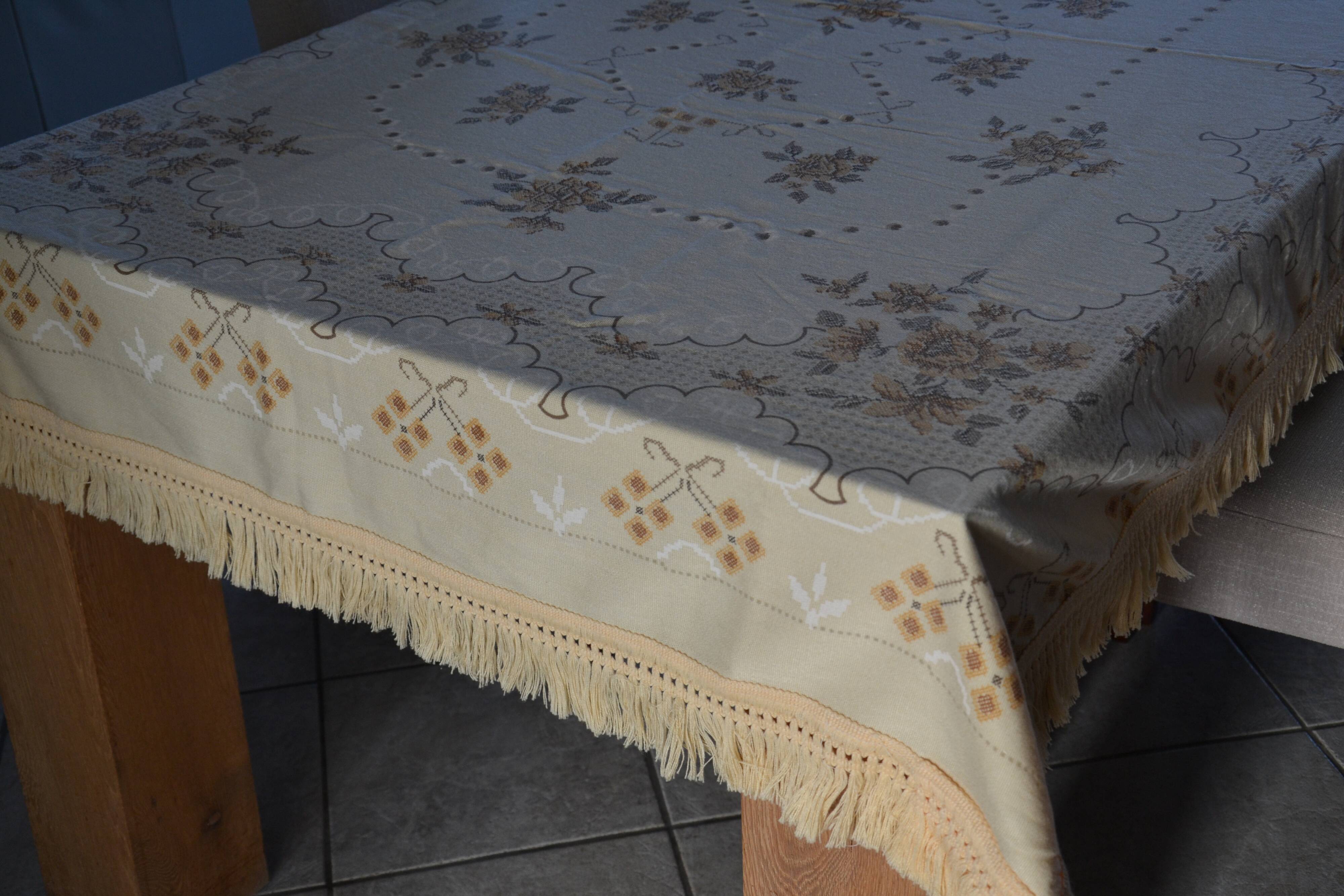 old cotton/linen tablecloth with fringes
