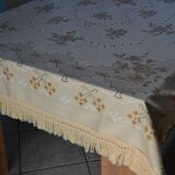 old cotton/linen tablecloth with fringes