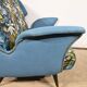 2-Seater Bench in Azure Blue Fabric – 1940s