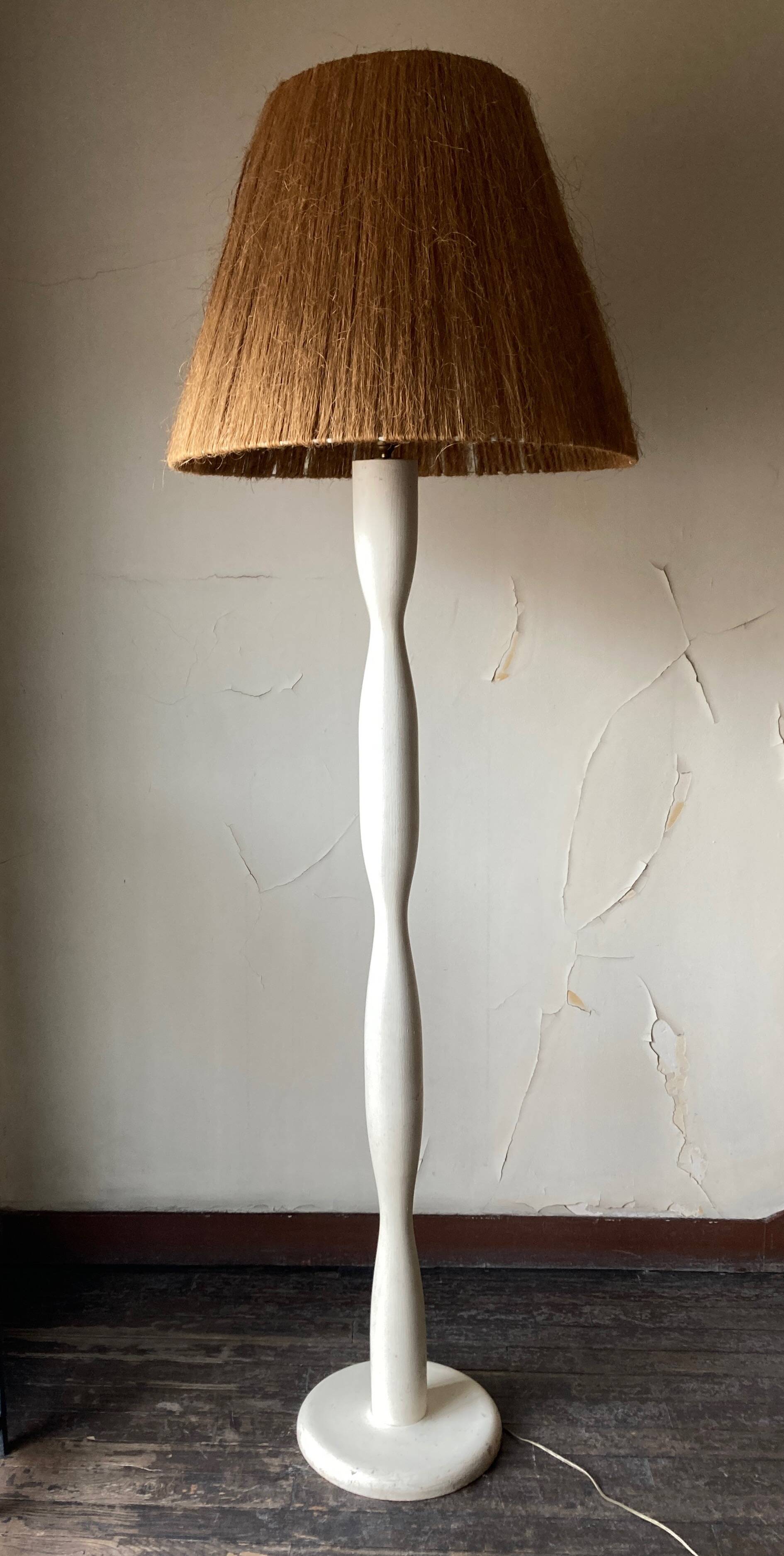 Lampadaire art déco 1950 bois et corde