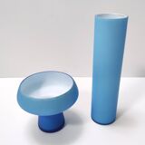 Pair of Cyan Murano Cased Glass Vases by Carlo Moretti, Italy
