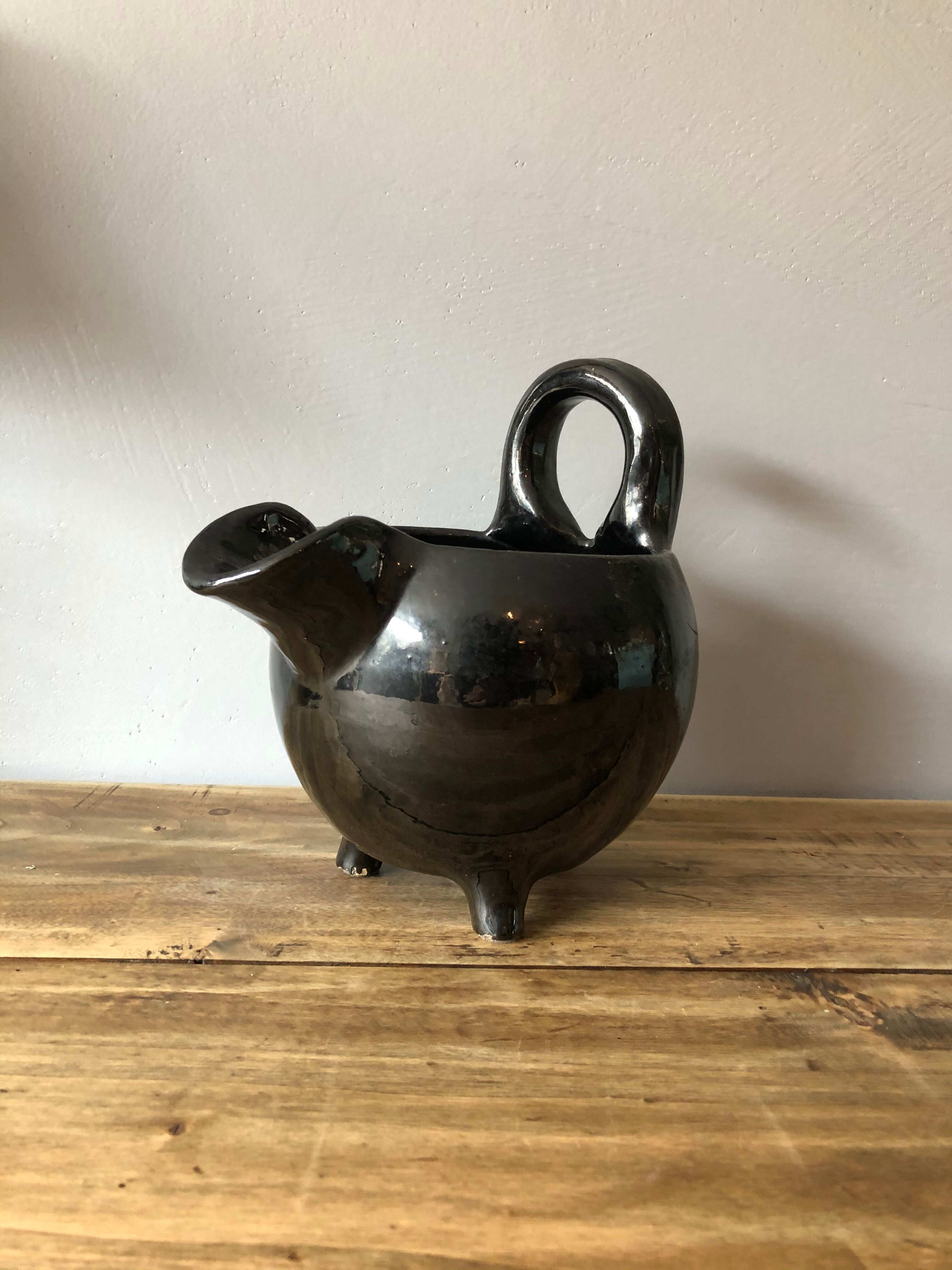 Vintage tripod ceramics pitcher