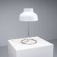 Chromed table lamp metal shade and curved frame