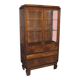 Art Deco display cabinet in walnut veneer and engraved glass, 1920s