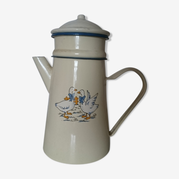 Cafetière en tôle émaillé vintage