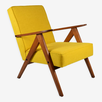 Armchair compas, renovation, yellow, teak