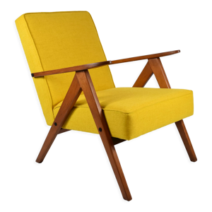 Fauteuil compas jaune teck