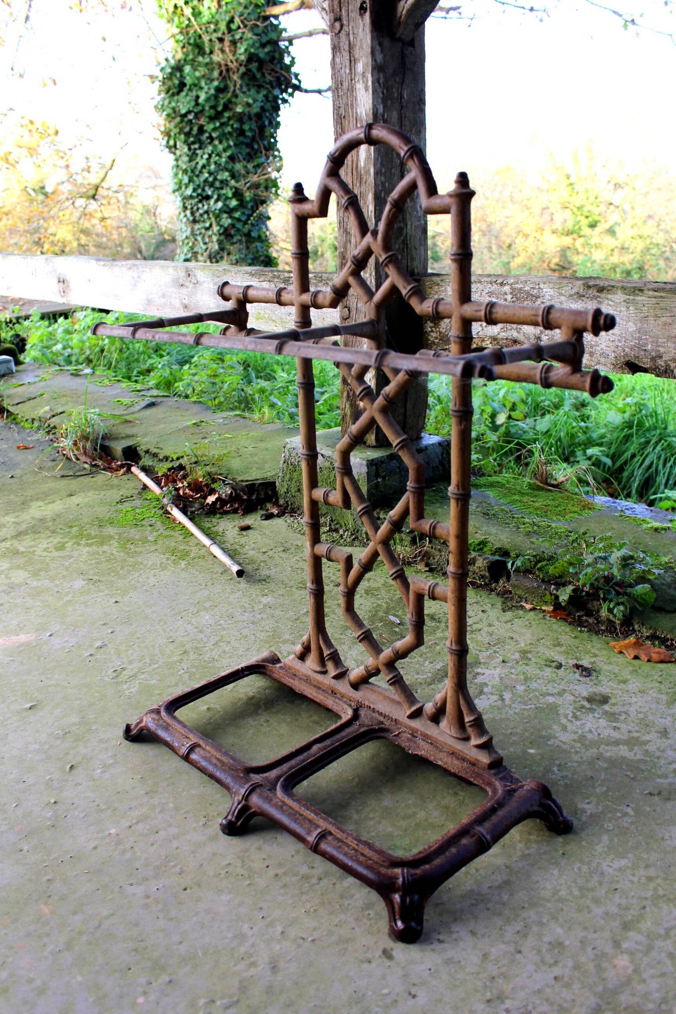 Vintage cast iron umbrella stand from the 1950s.