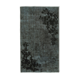 Hand-Knotted Hi-Low Pile Oriental 1980s 144 cm x 245 cm Black Carpet