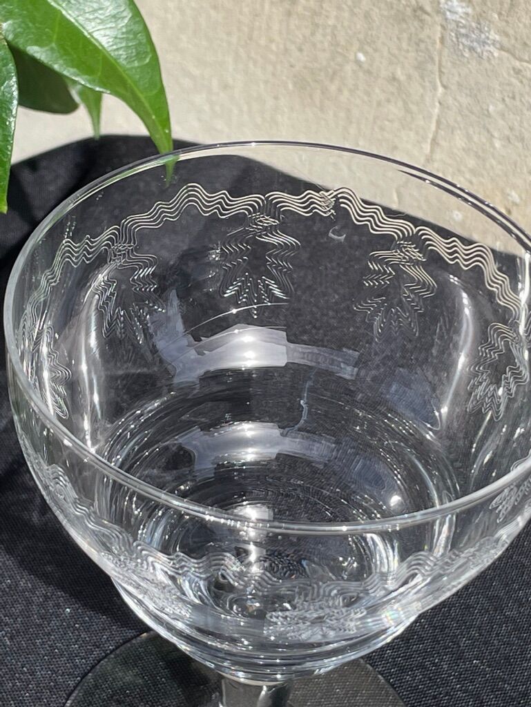 6 water glasses – guilloche blown crystal