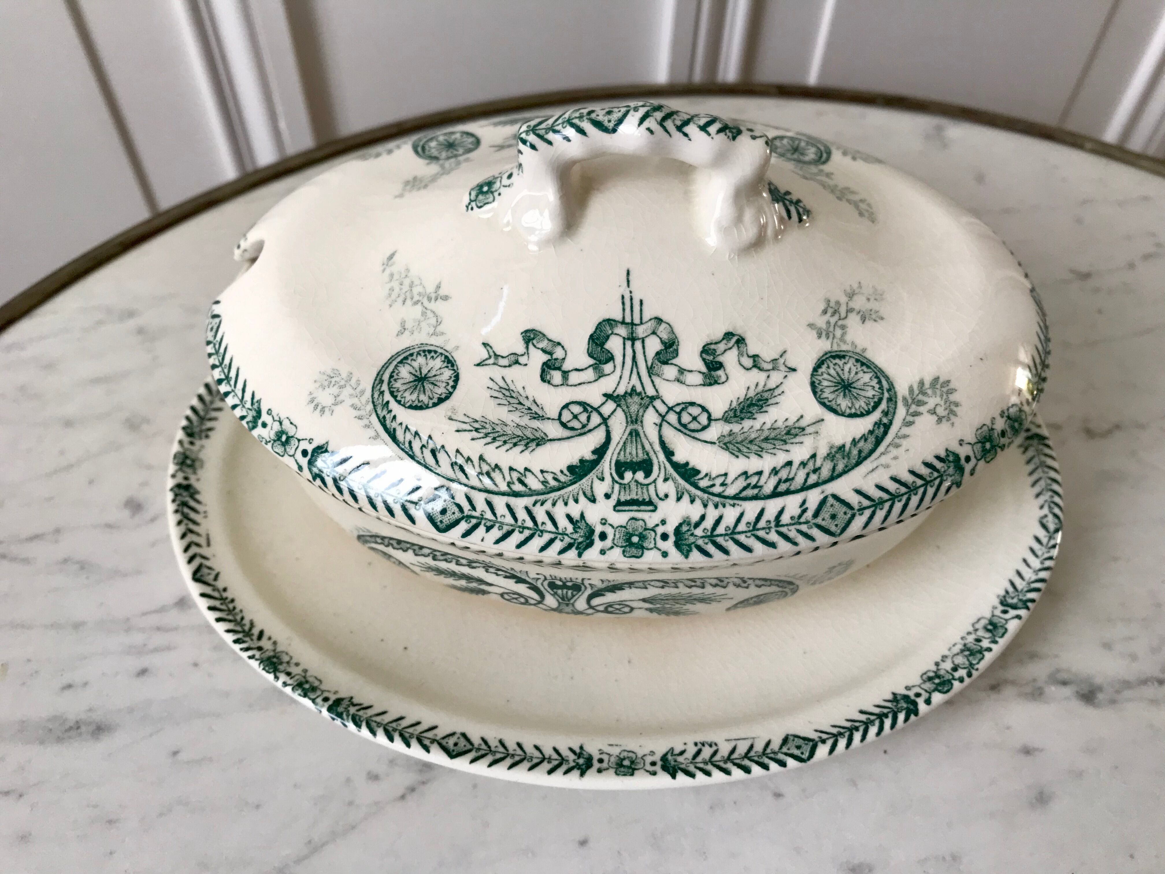 saucière Terre de Fer Longwy model Empire late nineteenth