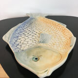 Plat zoomorphe poisson en céramique multicolore