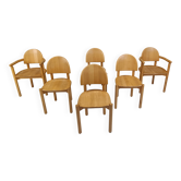 Rainer Daumiller pine wood dining chairs for Hirtshals Savvaerk set of 6, 1