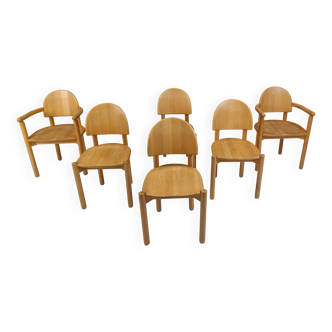 Chaises de salle à manger en bois de pin Rainer Daumiller pour Hirtshals Savvaerk, lot de 6, 1