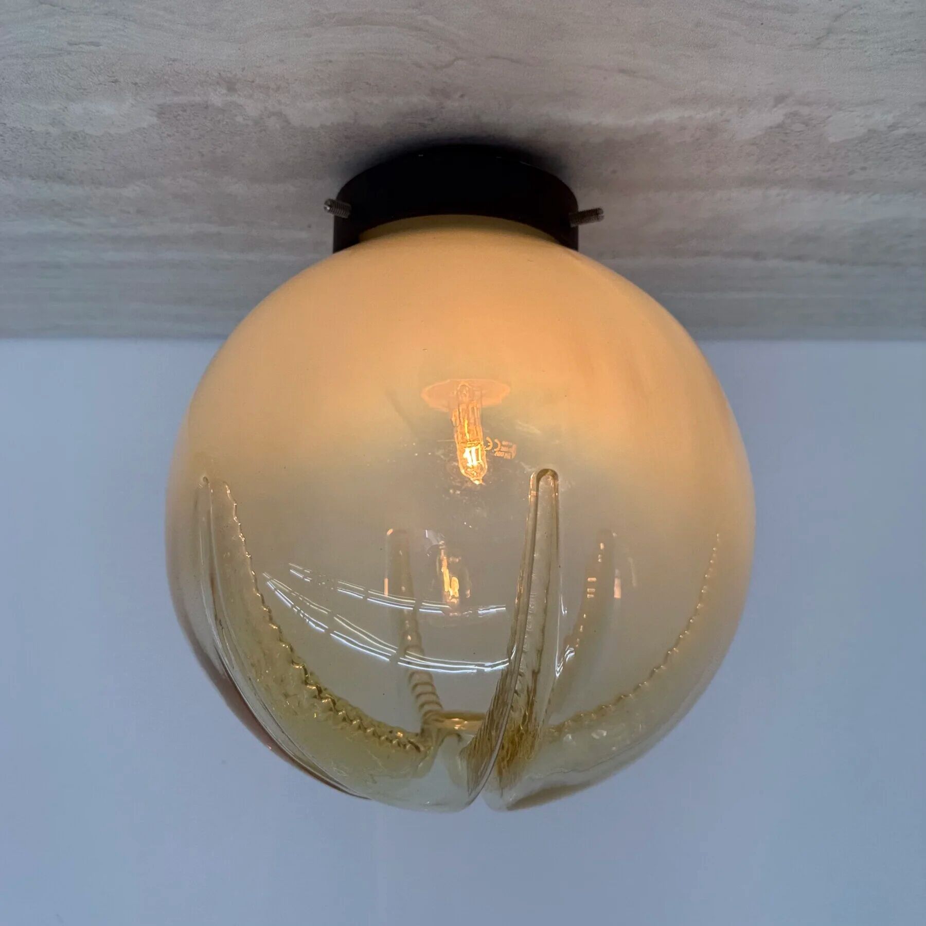 Mid-century Italian glass ceiling lamp, 1970s