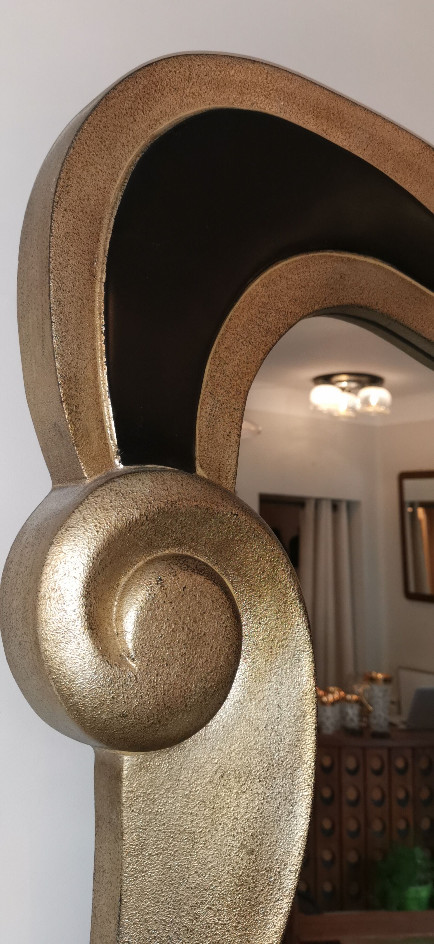 Miroir xxl néo baroque noir et doré années 80