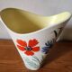 Vintage Vallauris 1960s Studio Art Vase Hand Painted Flowers & Yellow