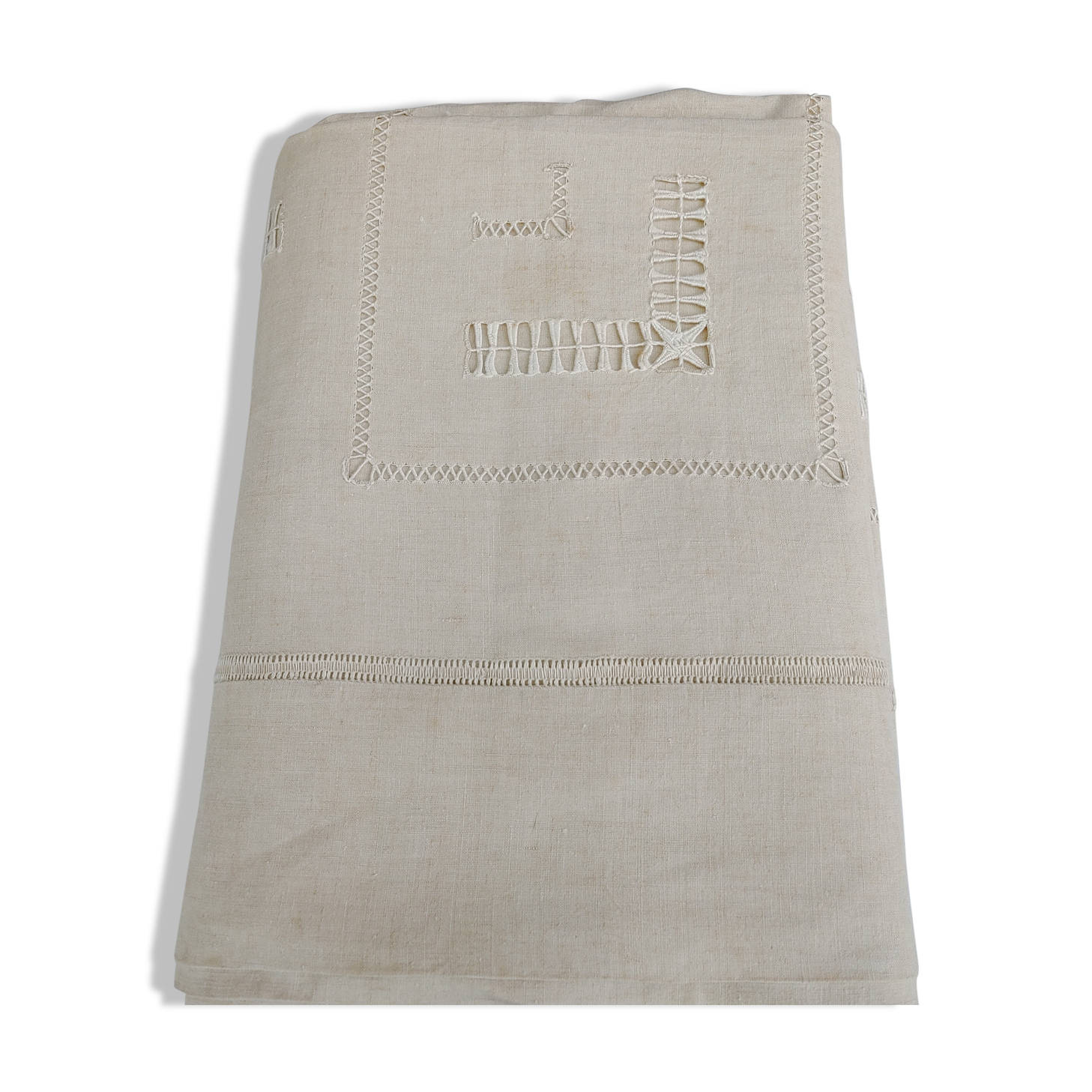 Old great days sheet & returns ecru linen canvas - (circa 1900) never used 228 x 290 cm