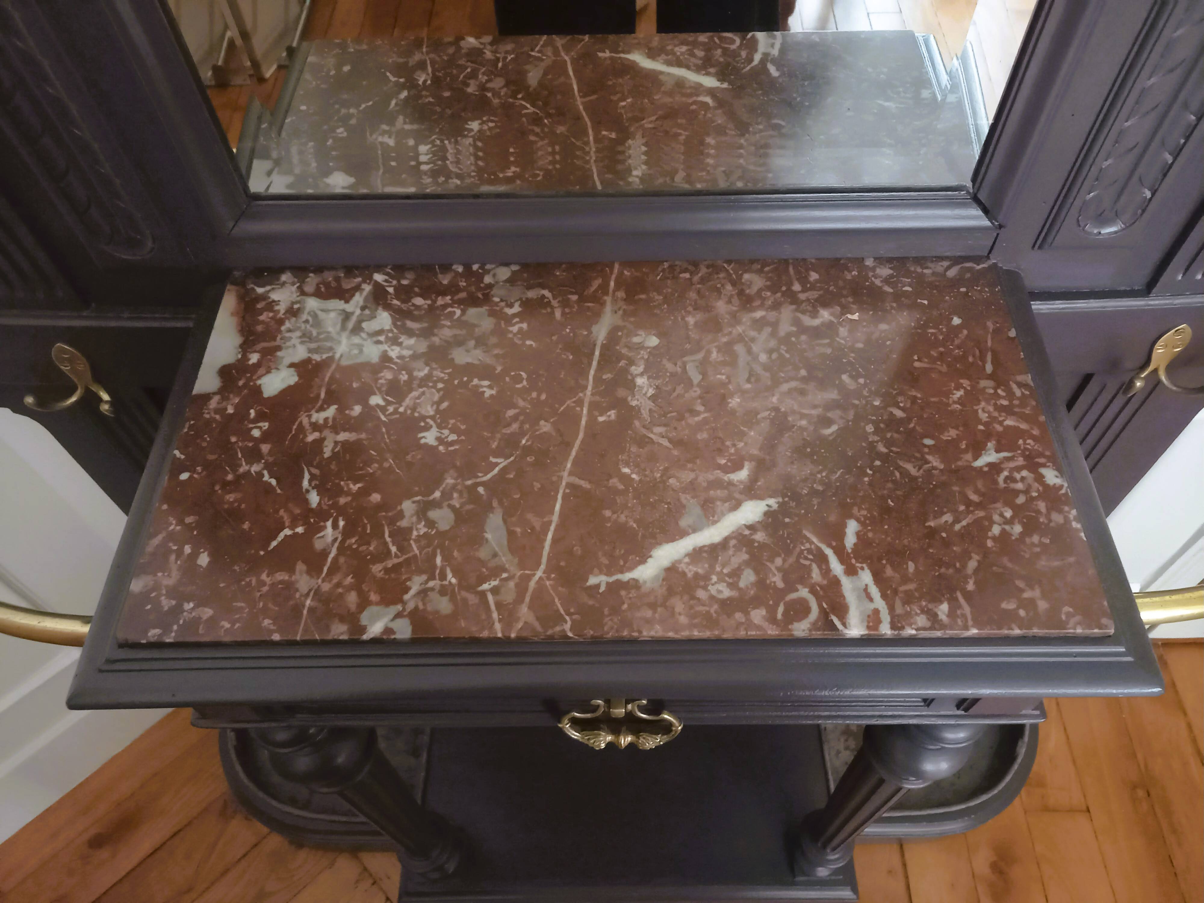 Porte-manteau /Vestiaire ancien revisité, Napoléon III, en noyer peint