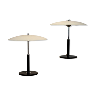 Lampes de table en acier et en verre laiteux par Ikea, années 1970