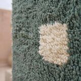 Handmade green and white Atlas Moroccan rug, size 1.4/2.6 m.