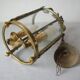 Old pendant lantern light fixture 2 lights in bronze glass decoration hall entrance