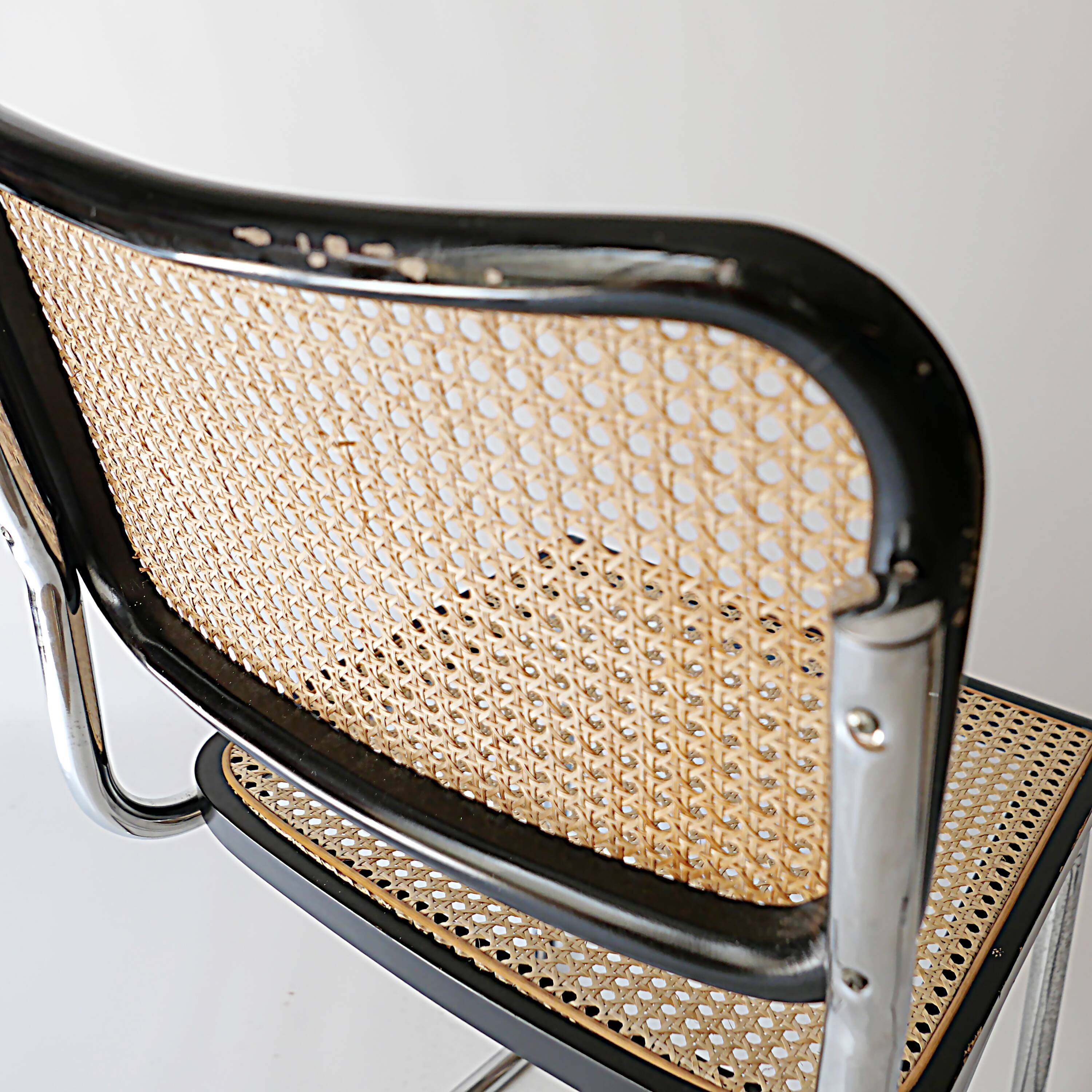 pair of Cesca chairs by Marcel Breuer 1960s 1970s in vintage cane