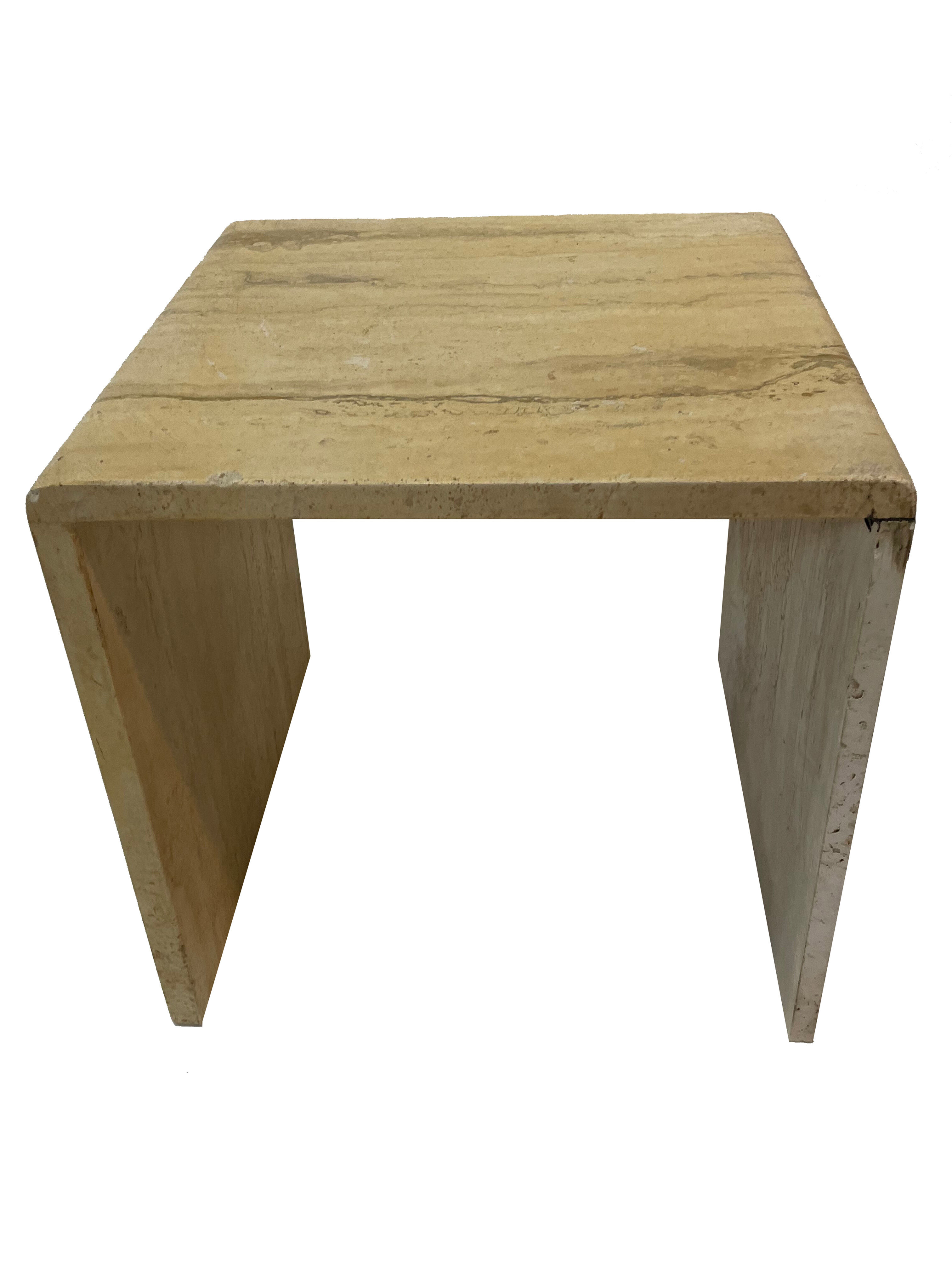 Italian travertine pull out tables, 1970