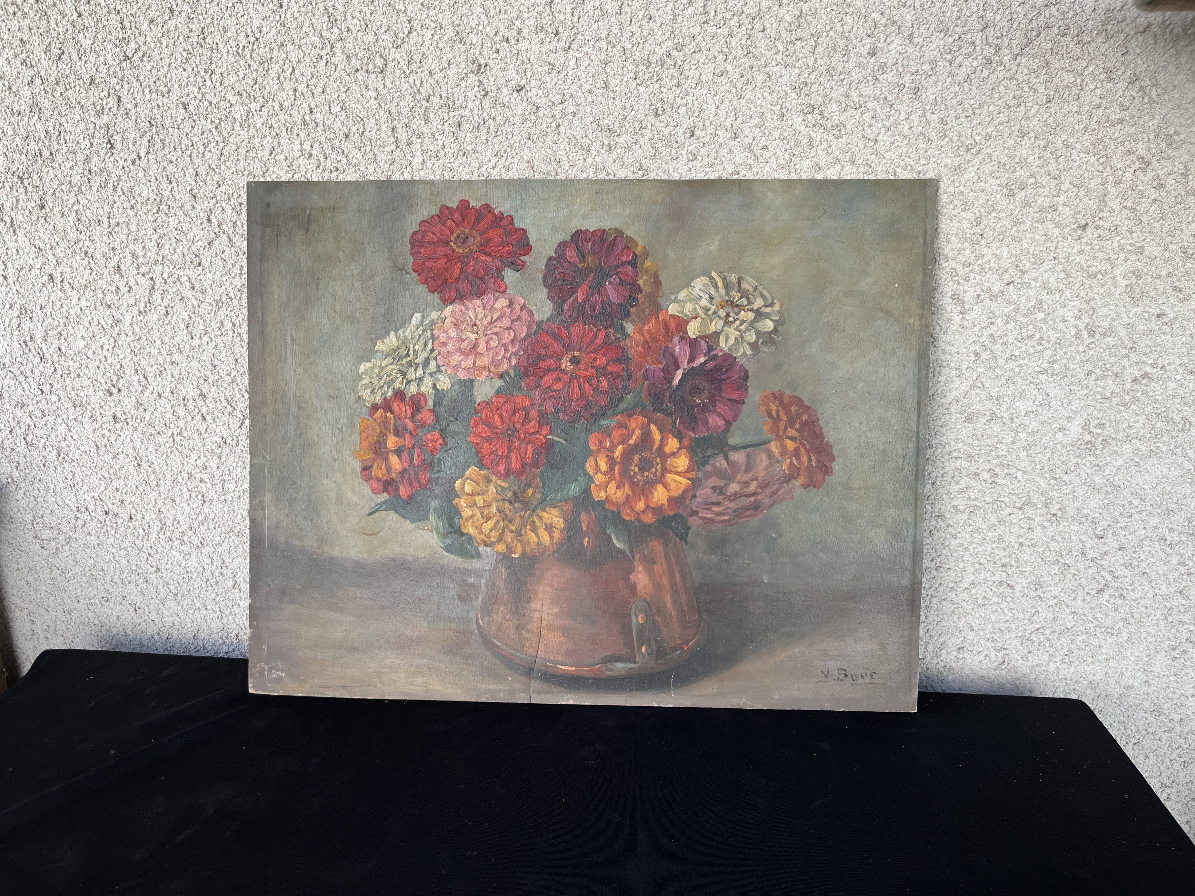 Still Life painting on panel signed 50 x 39