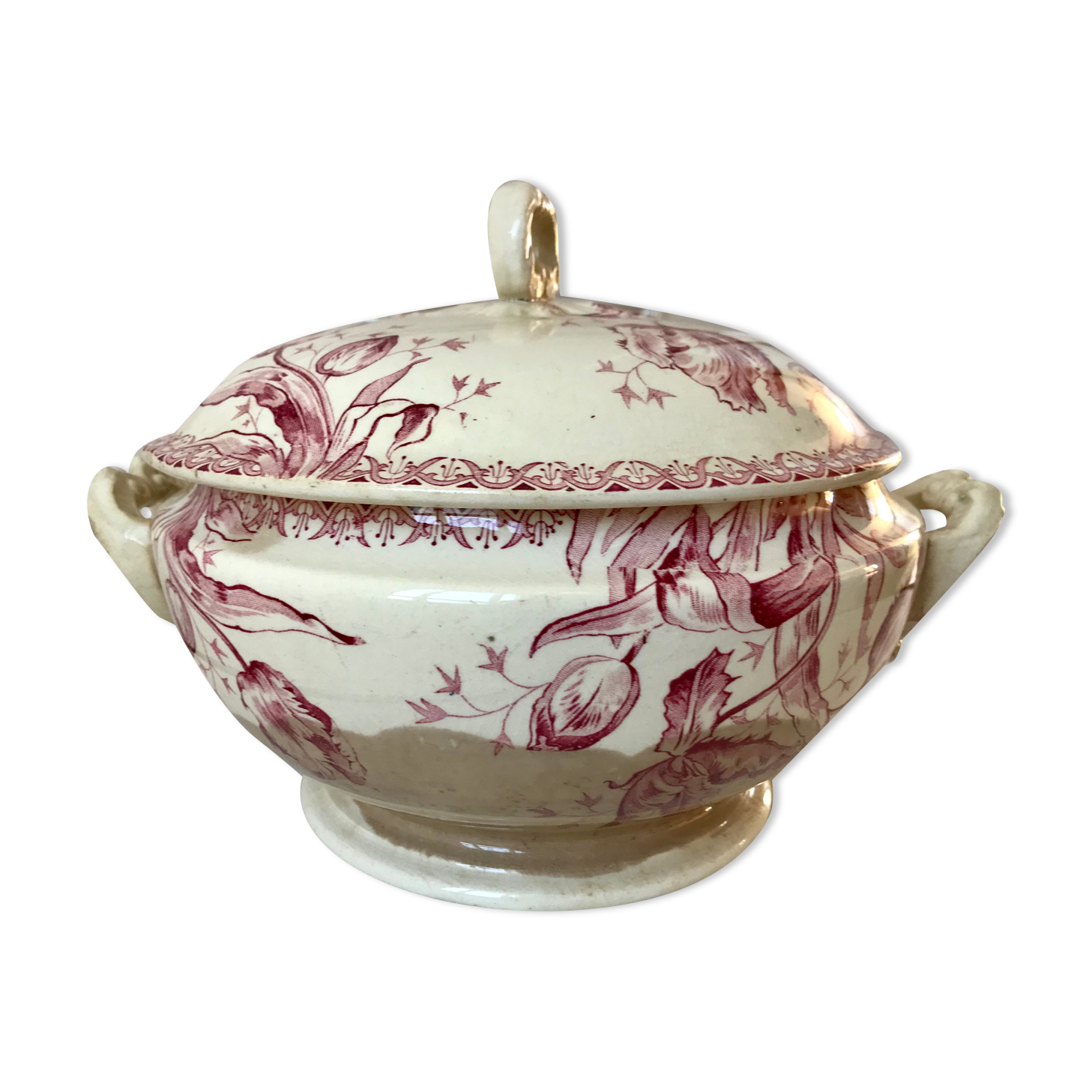 Soup pot Terre de Fer Gien model "July" late nineteenth