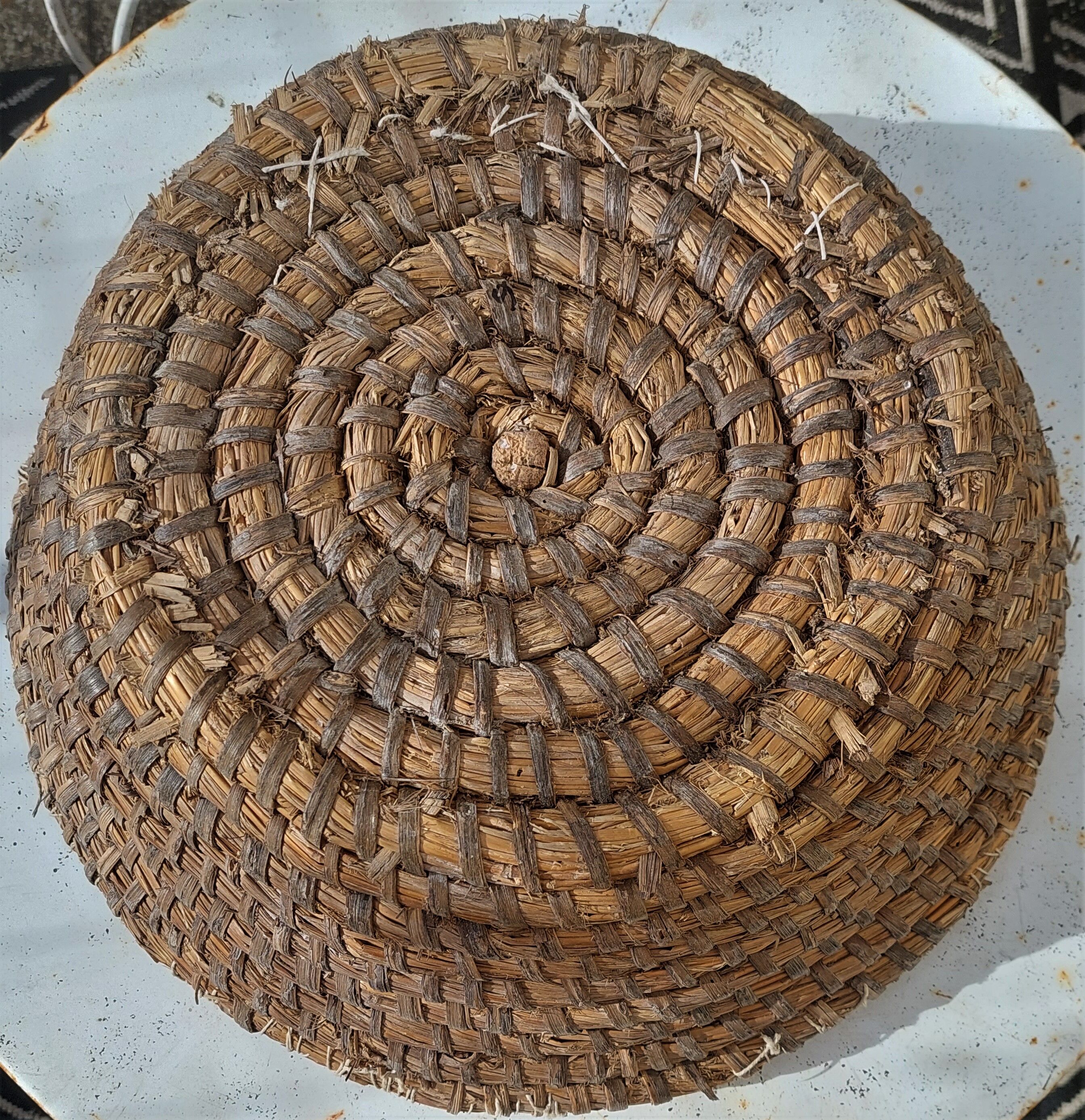 Baker's basket with braided wicker bread early twentieth century