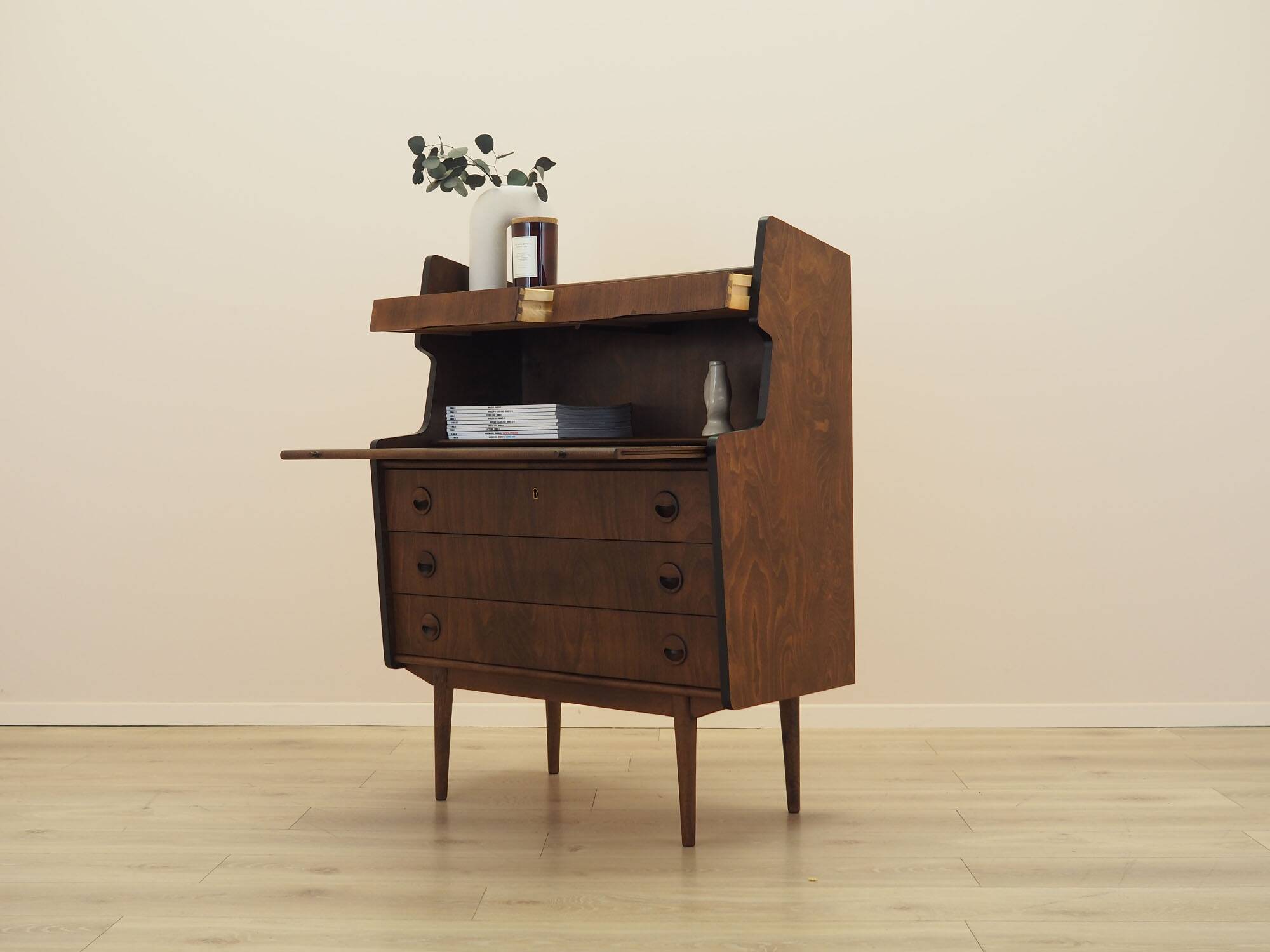 Walnut Secretary Desk 1960s Denmark with Drawers