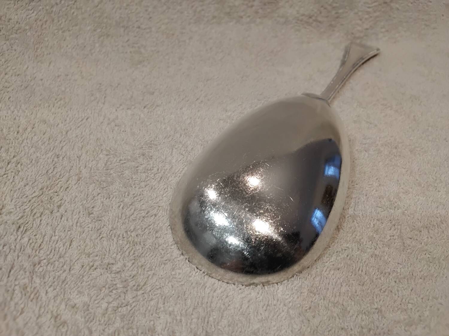 Silver-plated rice serving scoop by Christofle, "Pearls" pattern