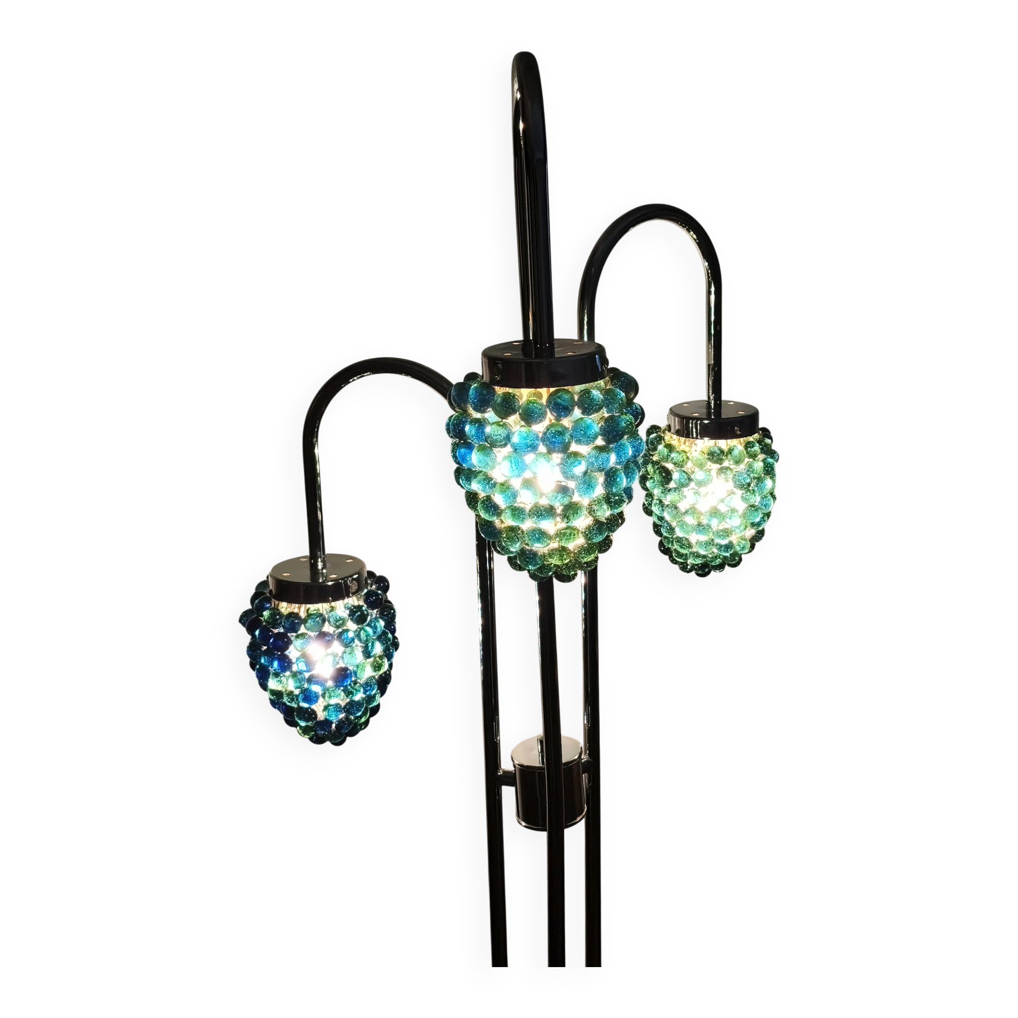Lampadaire  cascade « Grappes de raisins » en verre multicolore