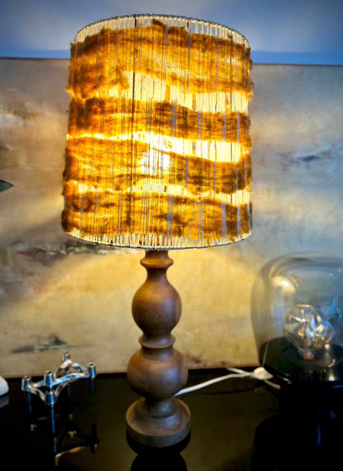 Vintage / bohemian chic wooden lamp