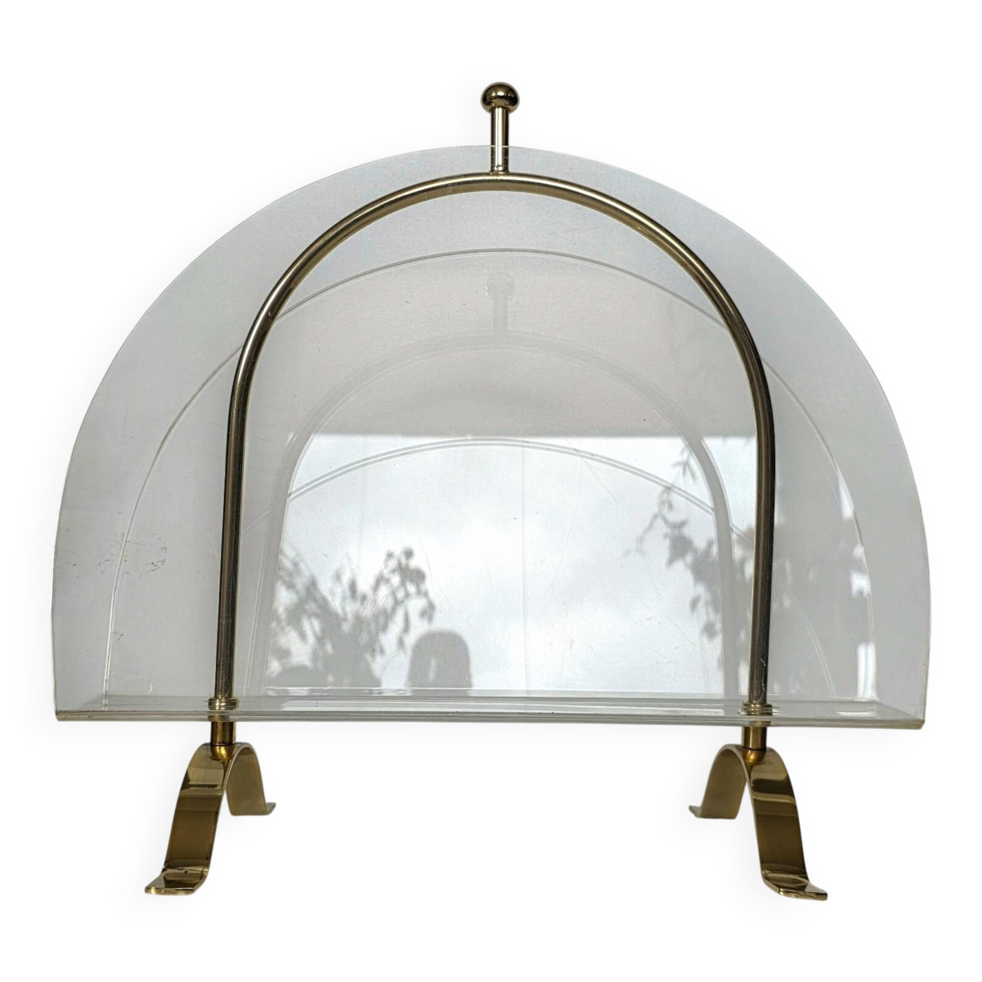 Vintage Lucite and Brass Magazine Rack - Hollywood Regency - 1970s
