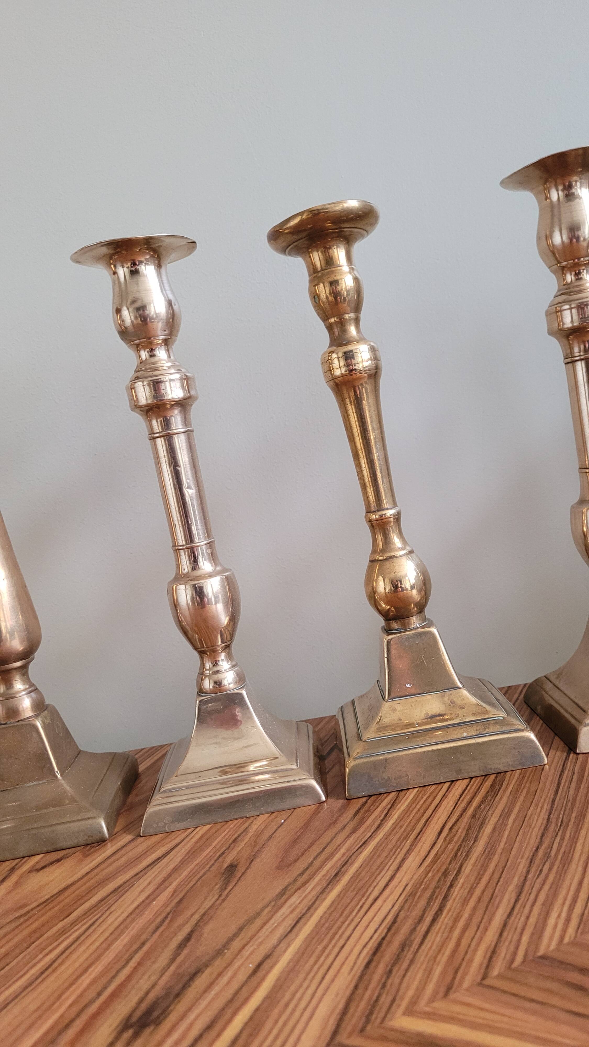 Set of 10 bronze-tinted brass candle holders 01 Pro