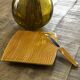 Cheese platter and its ceramic art knife verceram fake wood 60s