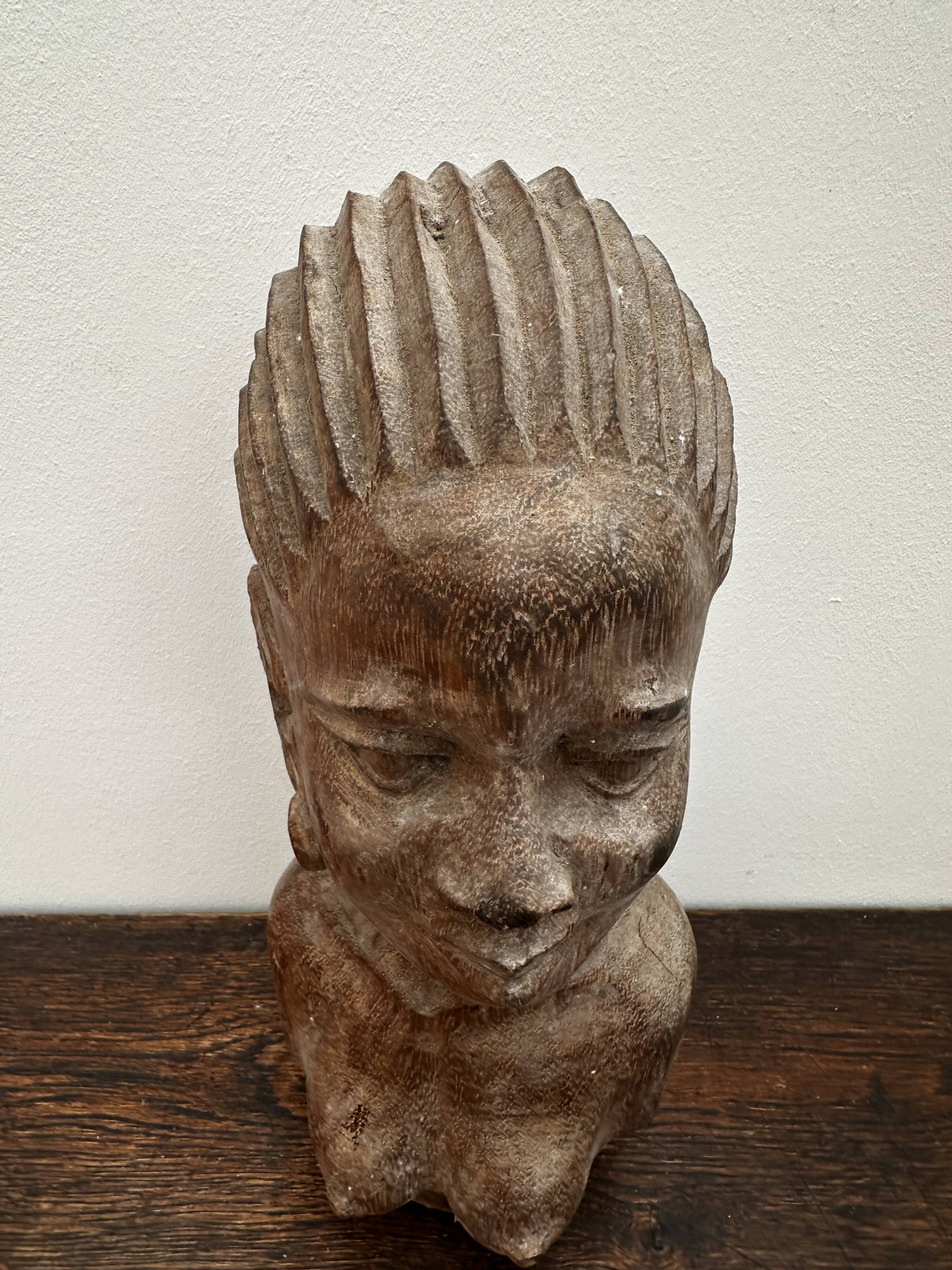 African statue, wooden bust of a woman, 1920s