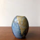 Vase émail bleu et beige