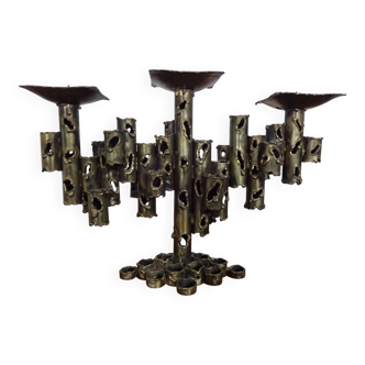 Brutalist Iron Candleholder, 1960s