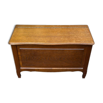 Banc-coffre, malle de rangement en bois vintage style Louis XV, 1980