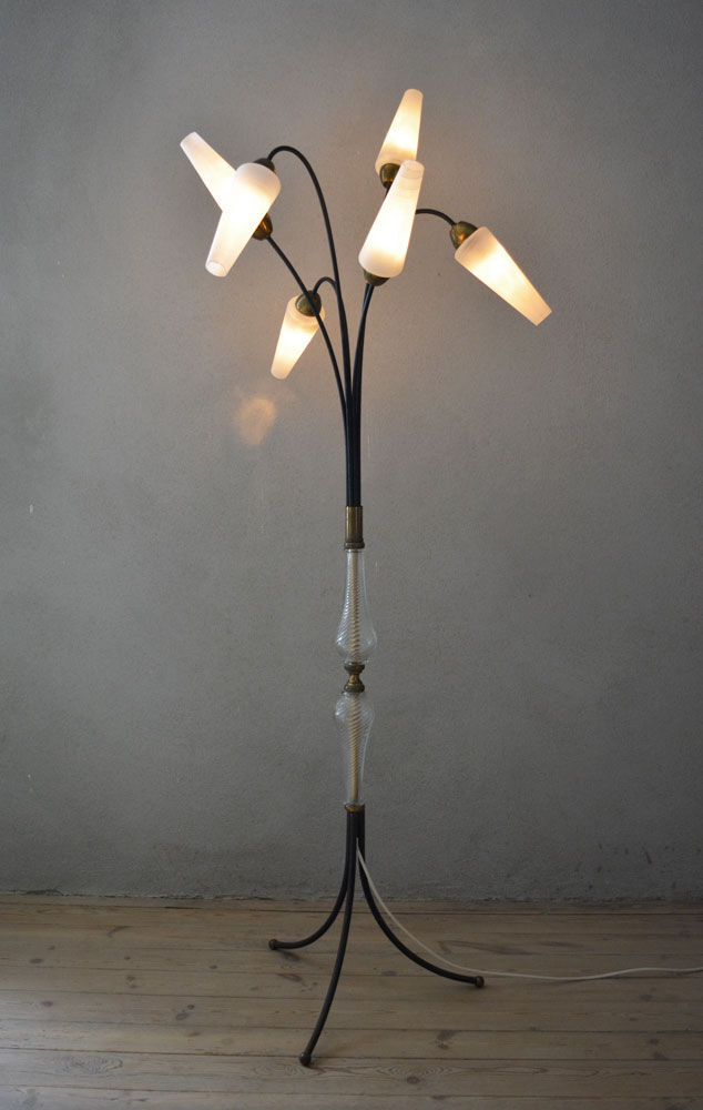 1950's Vintage 6-Shade Tripod Floor Lamp