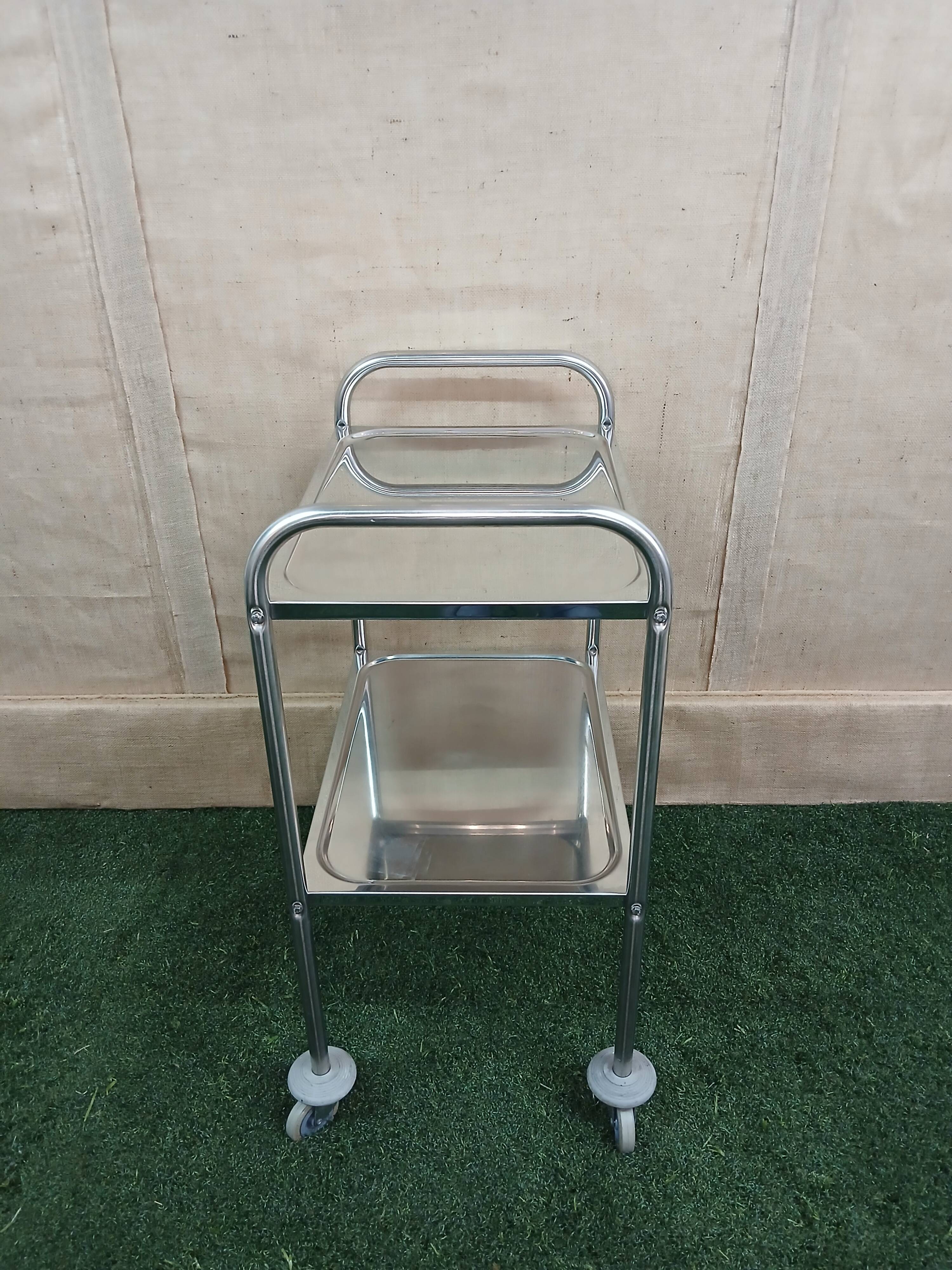 vintage surgical steel serving trolley